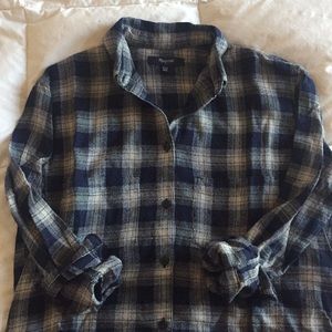 madewell oversized boy shirt in andover plaid